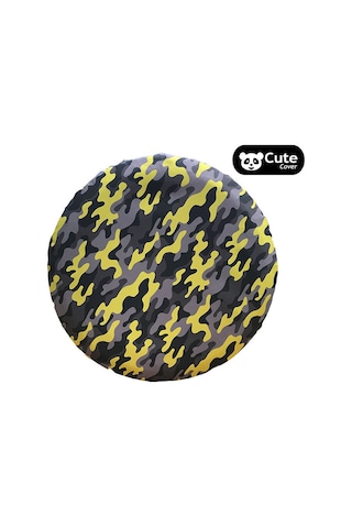 Cute Cover Kamuflaj Stepne Kılıfı Lastik Koruyucu Gri Sarı N11.37