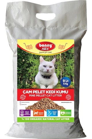 Bonny Nice Doğal Pellet Çam Peleti Kalın Kedi Kumu 9 L