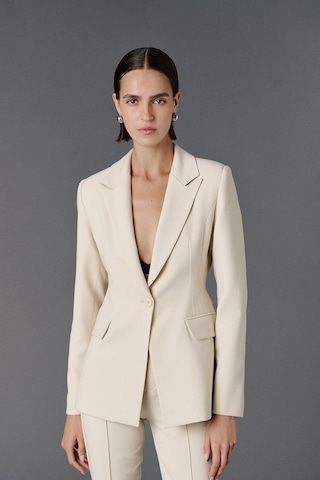 Vatkalı Fitted Kesim Blazer Ceket-20468 Bej