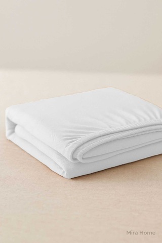 Çift Kişilik Düz Penye %100 Pamuklu Lastikli Çarşaf 180x200 Newsheet Beyaz 11