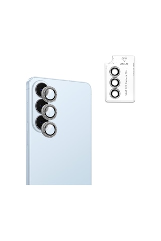 Samsung Galaxy Uyumlu S26 - S26 Plus İçin Ipg Prolens Kamera Lens Koruyucu Elmas Taş Çerçeveli, Kırılmaz Cam Gümüş