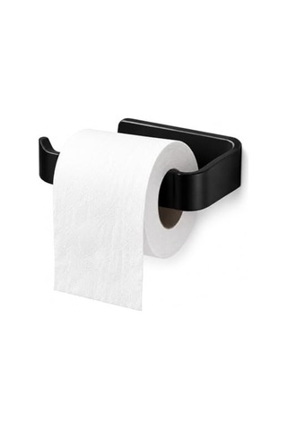 Banyo Tuvalet Kağıtlığı, Mat Siyah Renk, Yapışkanlı Ve Vidalı Montaj 16.5 x 12.2 x 11.2 CM