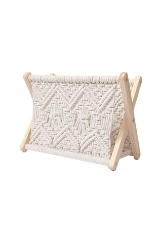 Pamuk Halat Depolama Sepeti, Dokuma Masaüstü Dergisi Rafı, Katlanabilir Mor