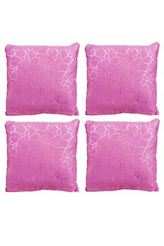 4 Adet Altın Varak Görünümlü Mermer Desenli Dekoratif Kırlent Kılıfı 43x43 Cm Modern Salon Yastık Kılıfı Sıcak Pembe