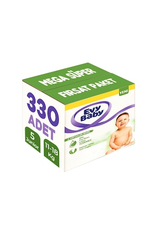 Evy Baby Bebek Bezi Beden:5 11-18kg Junior 330 Adet Mega Süper Fırsat 5'li