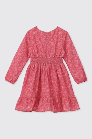 Panço Kız Çocuk Desenli Pembe Elbise 2621gk26018