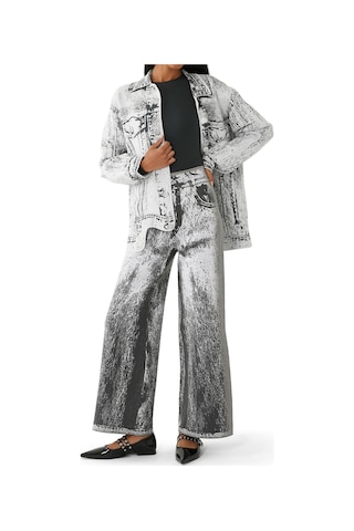 Ph5 Hana Denim Desenli Oversize Ceket Gri