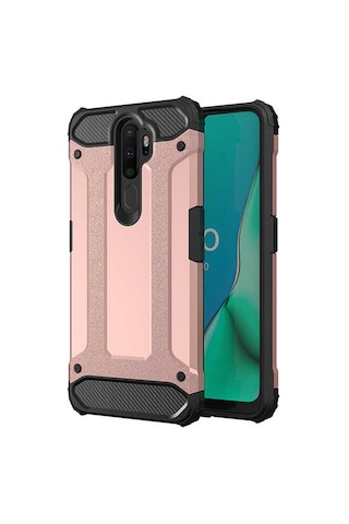 Noktaks - Oppo A5 2020 Uyumlu - Kılıf Çift Katman Zırh Tank Crash Military Kapak - Gold