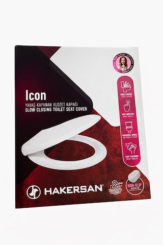 Hakersan Icon Yavaş Kapanan Klozet Kapağı Beyaz