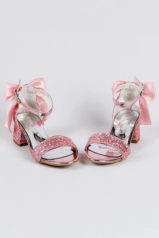 Nese Shoes Işıltılı Ve Fiyonklu Kız Çocuk Topuklu Ayakkabı, Abiye Ayakkabı, Yeni Sezon, Pırıltılı Pembe