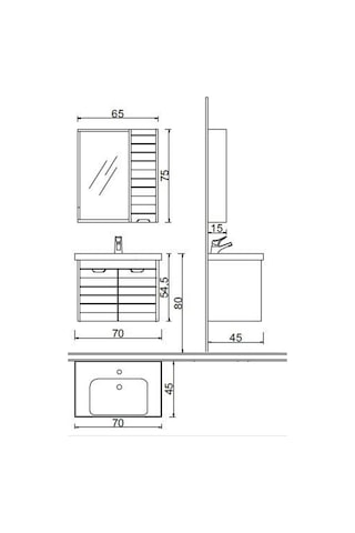Denko Mostar 70 Cm Mdf Banyo Dolabı Takımı Alt Modül Çok Renkli