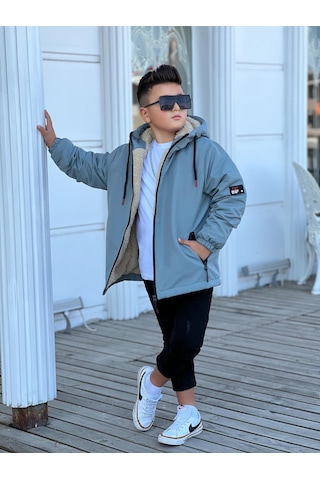 Erkek Çocuk Kapüşonlu İçi Kürklü Mont Km3050 Mint