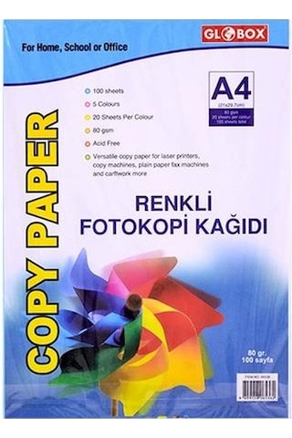 Globox Fotokopi Kağıdı 5 Renk 100 Lü 6536