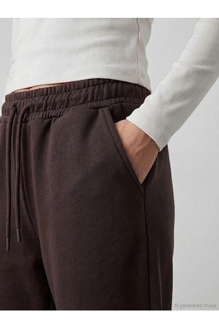 Lc Waikiki Lcw Modest Kahverengi Beli Lastikli Kadın Eşofman Altı Dark Brown
