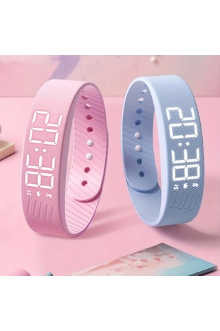 Primepickings 2025 Unisex Sade Spor Elektronik Saat Usb Şarj Işıklı Adımsayar Hediye Siyah Diğer