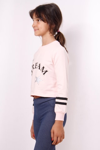 Toontoy Kız Çocuk Yıldızlı Dream Baskılı Sweatshirt Pudra