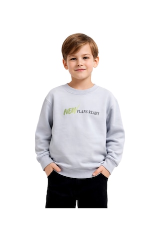 Baglan Erkek Çocuk Önü Arkası Baskılı Sweatshirt Bgl-st05239 Gri