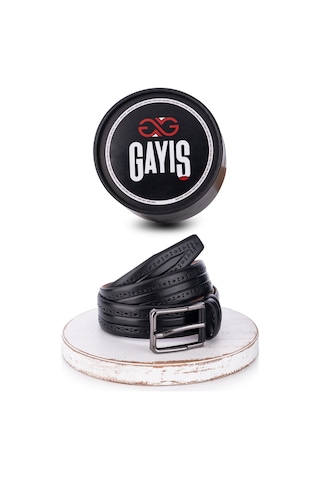 Özel Oval Kutulu Hakiki Manda Derisi Klasik Siyah Erkek Kemeri Hediyelik - Çeyizlik Kemer Siyah