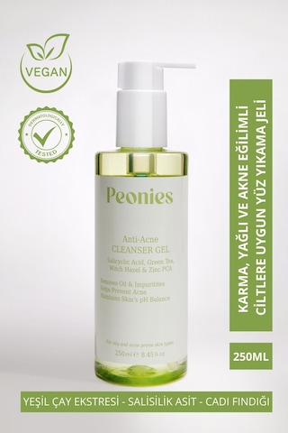 Peonies acne Cleanser Gel Yağlı Akneli Ve Karma Ciltler Için Salisilik Asitli Yıkama Jeli