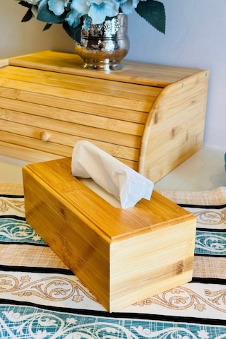 Bambu Peçetelik, 23 Cm X 11 Cm X 8,5 Cm Ebatlarında Doğal Bambu Ahşap Peçetelik