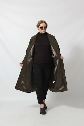Moda Berray Mono Yaka Torba Cebli Kaşe Kaban Haki