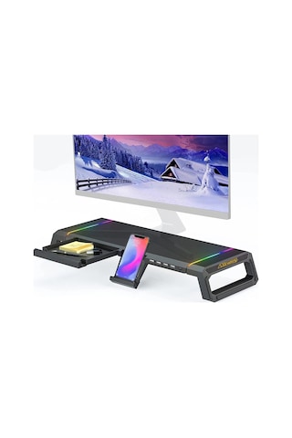 Masaüstü Stand Yükseltici Katlanabilir Rgb Çekmeceli Monitör Standı