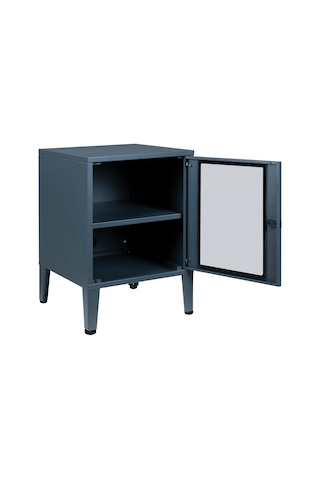 Lande Ziglat Serisi Cam Kapaklı Kilitli Metal Home Office Dolabı Raflı Modern Ofis Dolabı Antrasit Gri 450x1390x450 Mm Gri-beyaz