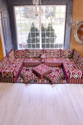 Şark Köşesi Takımı Bordo Anadolu Modeli 18 Parça 20 Cm Minder Kalınlığı Bordo