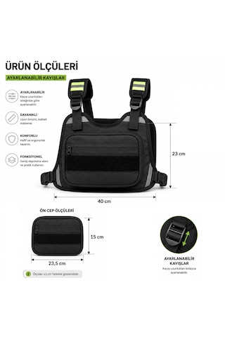 Microcase Reflektörlü Motorcu Bisiklet Scooter Kurye Yelek Tipi 2 Gözlü Göğüs Çantası Al5623 1