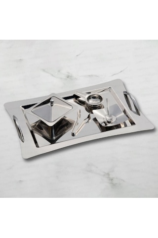 Nehir Karanfil Sade 28 Parça Çay Takımı Gümüş