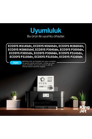 Kingjet Kyocera Uyumlu Tk-3160 Standart Kapasiteli 20'li Paket Çipli Uyumlu Toner Ecosys M3645dn