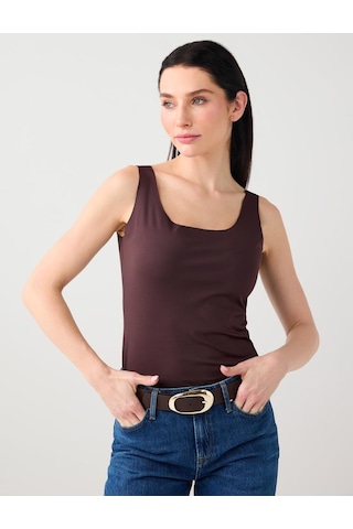 Jimmy Key Acı Kahve U Yaka Dar Kesim Örme Atlet 6sw015475803 Acı Kahverengi