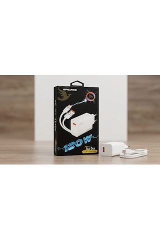 Sprange 120w Turbo Hızlı Şarj Cihazı Adaptör Ve 6a Type-c Kablo Seti Pt-x120 120w Type-c