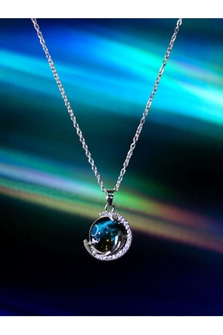 Harley Yıldızlı Lame Dünya Kolye 44 Cm Gri