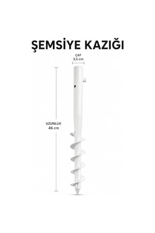 Beyaz Renk Plaj Şemsiye Kazığı 46 Cm