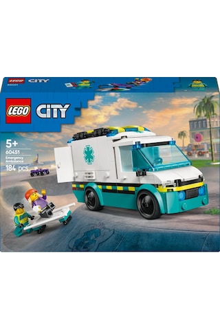 LEGO® City Acil Yardım Ambulansı 60451 - Model Araç Seven 5 Yaş Üzeri Çocuklar için Yaratıcı Oyuncak Yapım Seti (184 Parça)