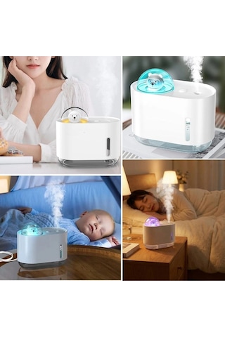Çocuk Odası İçin Ortam Nemlendirici 300 Ml Uzay Ayısı Usb Hava Nemlendirici Led Aydınlatmalı Masaüstü Buhar Makinesi Yatak Odası Ve