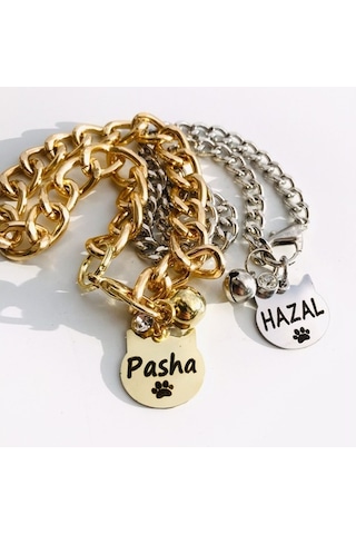 Metal Kedi Künyesi Isimli Kedi Tasması Kedi Isimliği Zincirli