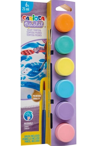 Carioca Tempera Suluboya Süper Yıkanabilir Fırçalı 25 Ml 6 Renk Pastel Carioca Tempera Suluboya Süper Yıkanabilir Fırçalı 25 Ml 6 Renk Pastel