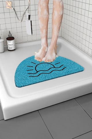 Güneşli Banyo Paspası Kaymaz Taban Yumuşak Esnek Paspas Islak Zemin Hijyenik Paspas 40x60 Cm Mavi