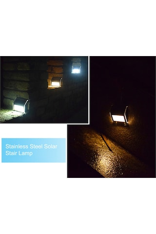 Reedark Güneş Enerjili 3 Led Islak Beyaz Dış Mekan Merdiven Lambası, Ip44 Su Geçirmez, 6-8 Saat Süre, Paslanmaz Çelik Duvar Aydınlatması
