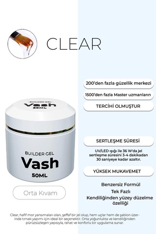 Vash Protez Tırnak Jeli Clear 50 ML