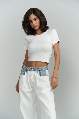 Mai Collection Mai Studios Co. Perla Vatkalı Beyaz Crop Bluz