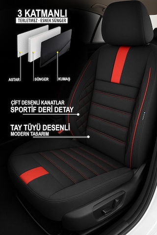 Oniks Tay Tüyü Oto Koltuk Kılıfı Fiat Egea-linea-punto-albea-marea-tipo-uno Uyumlu Kırmızı
