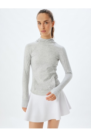 Koton Kapüşonlu Spor Sweatshirt Baskılı Uzun Kollu Slim Fit Beyaz Desenli 5wak10005nk Beyaz