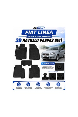 Fiat Linea 2005 Ve Sonrası 3d Havuzlu Paspas Seti Su Geçirmez Kaymaz 5 Parça