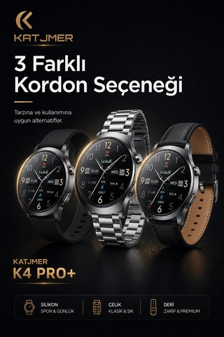 Amoled Ekranlı Metal Kordonlu Akıllı Saat Üç Kayışlı Spor Takip Ve Bildirim Özellikli