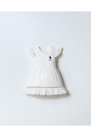 U.S. Polo Assn. Kız Bebek Elbise Beyaz-2354 Beyaz