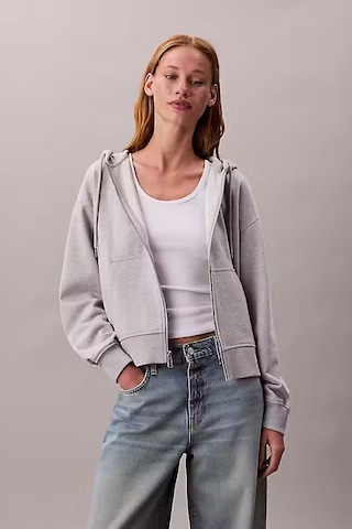 Kadın Regular Fit Terry Fermuarlı Kapüşonlu Sweatshirt - Gri History Grey Heather