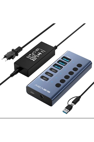 Acasis Hb06 Pro 6 Port 10gbps Usb 3.2 Hub Type-c/type-a 48w Adaptörlü Alüminyum Kasa